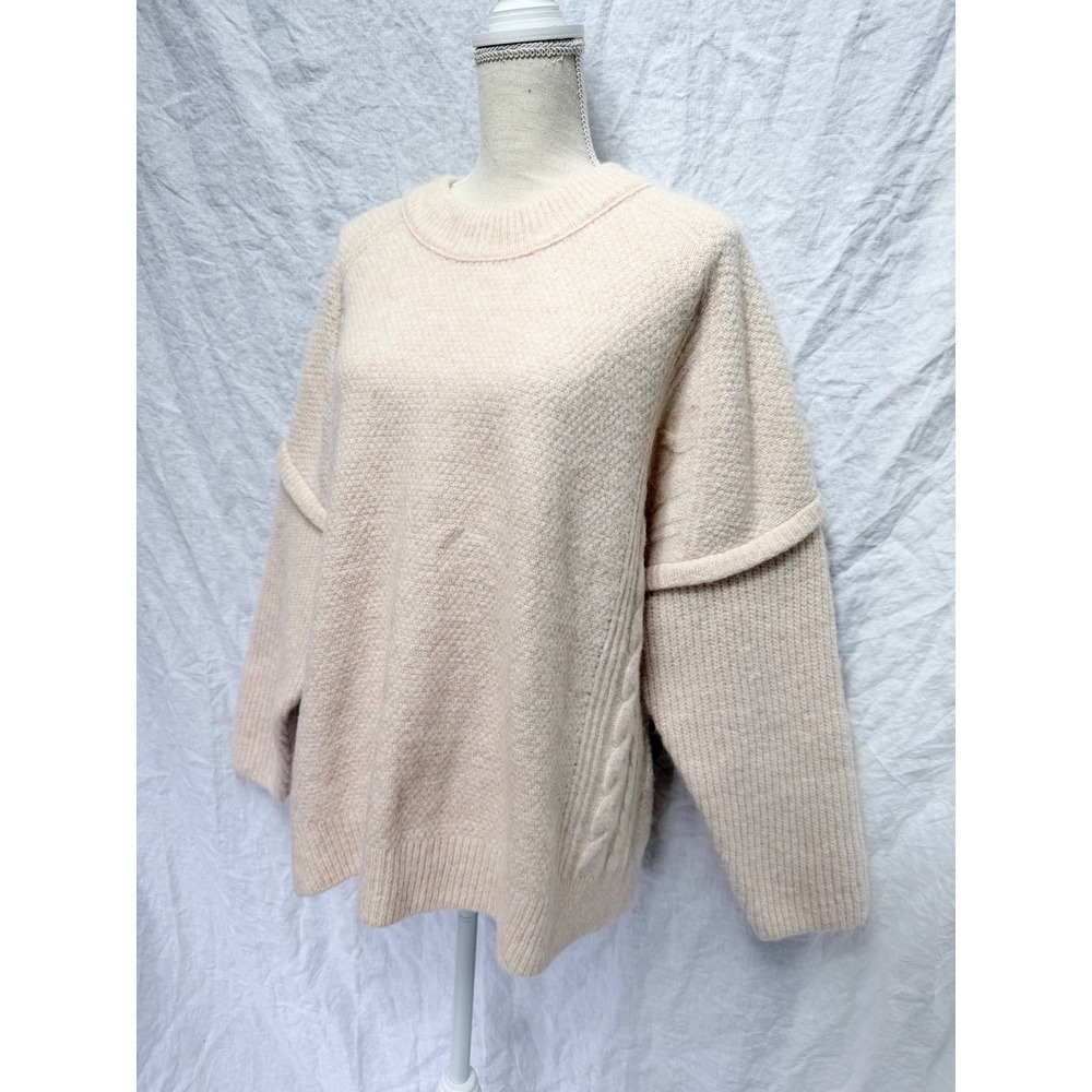 Madewell Sweater Cream Alpaca Wool Havener Cable Knit Size 2XL Oversized - Picture 3 of 8